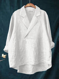 Women's Casual Cotton And Linen Suit Collar Shirt