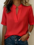Minimalist Basic Loose Cotton And Linen Short-sleeved Shirt
