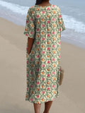 Women's Vintage Floral Art Print Casual Flowy Dress RD009
