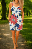 Women’s Navy White Flower Print Casual Cotton Wide Leg Romper