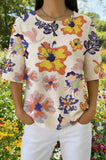 Womens Cream Floral Butterfly Print Casual Shirt