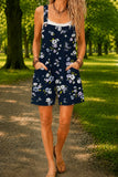 Women’s Navy Star Floral Print Casual Cotton Wide Leg Romper