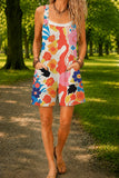 Women’s Orange Tropical Floral Print Casual Cotton Wide Leg Romper