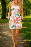Women’s White Tropical Flower Print Casual Cotton Wide Leg Romper
