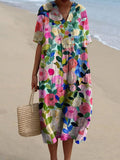 Colorful Spring Floral Garden Printed Women's Flowy Dress RD007