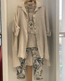 Plus Size Khaki Tank Top Trouser Cardigan Three Piece Set