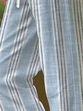 Striped Casual Linen Straight Pants