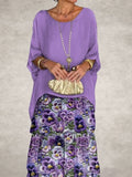 Crew Neck Vacation Loose Floral Maxi Dress