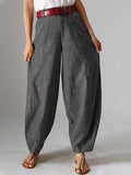 Cotton Plain Long Pocket Stitching Pants