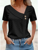 Women Plain Elegant Short Sleeve Loose T-shirt