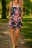 Women’s Navy Rose Floral Print Casual Cotton Wide Leg Romper