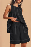 Womens 2 Piece Outfits Sleeveless Matching Sets High Waist Shorts with Pockets Tank Tops