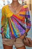 Women's Blouse Print Tie Dye Flower Bohemia Daily Long Sleeve V Neck Regular Tops