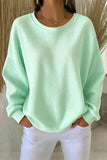 Women's  Casual Plain Crew Neck Waffle Sweatshirt