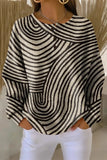 Women's Casual Crew Neck Abstract Printing Waffle Sweatshirt