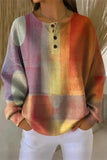 Women's Casual Crew Neck Abstract Printing Casual Waffle Cotton Sweatshirt