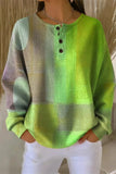 Women's Casual Crew Neck Abstract Printing Casual Waffle Cotton Sweatshirt