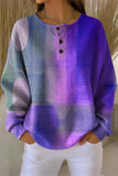 Women's Casual Crew Neck Abstract Printing Casual Waffle Cotton Sweatshirt
