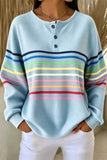 Women's Casual Crew Neck Abstract Printing Casual Waffle Sweatshirt