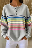 Women's Casual Crew Neck Abstract Printing Casual Waffle Sweatshirt