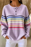 Women's Casual Crew Neck Abstract Printing Casual Waffle Sweatshirt