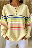 Women's Casual Crew Neck Abstract Printing Casual Waffle Sweatshirt