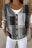 Women Elegant Abstract Graphic Knit Cardigan