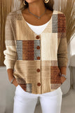 Women Elegant Abstract Graphic Knit Cardigan