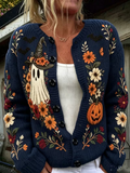 Women's Women's Vintage Floral Halloween Cardigan Sweater