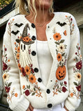 Women's Women's Vintage Floral Halloween Cardigan Sweater
