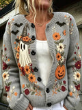 Women's Women's Vintage Floral Halloween Cardigan Sweater