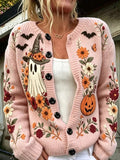 Women's Women's Vintage Floral Halloween Cardigan Sweater