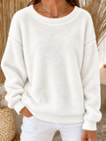 Women A-Line Cotton Casual Plain Crew Neck Long Sleeve Sweatshirt