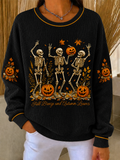 Women Casual Skull Crew Neck Long Sleeve Sweatshirt