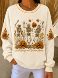Women Casual Skull Crew Neck Long Sleeve Sweatshirt