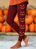 Women Casual Halloween Pumpkin Long Leggings