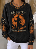 Women Casual Text Letters Crew Neck Long Sleeve Sweatshirt