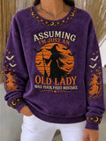 Women Casual Text Letters Crew Neck Long Sleeve Sweatshirt