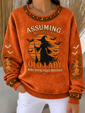 Women Casual Text Letters Crew Neck Long Sleeve Sweatshirt