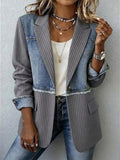 Women Spring/Fall Outerwear Vintage Geometric Long Sleeve Lapel Collar Jacket