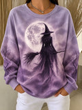 Women Casual Moon Crew Neck Long Sleeve Sweatshirt