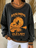 Women Casual Text Letters Crew Neck Long Sleeve Sweatshirt