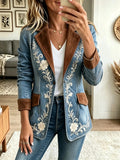 Women Outerwear Vintage Long Sleeve Lapel Collar Jacket