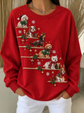 Women Casual Christmas Pet Crew Neck Long Sleeve Sweatshirt