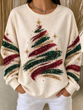 Women Vintage Christmas Crew Neck Long Sleeve Sweatshirt