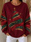Women Vintage Christmas Crew Neck Long Sleeve Sweatshirt