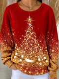 Women Casual Christmas Crew Neck Long Sleeve Sweatshirt