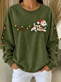 Women's Dog Casual Christmas Crew Neck Long Sleeve Sweatshirt