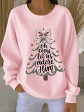 Women's Casual Text Letters Christmas Crew Neck Long Sleeve Sweatshirt