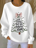 Women's Casual Text Letters Christmas Crew Neck Long Sleeve Sweatshirt